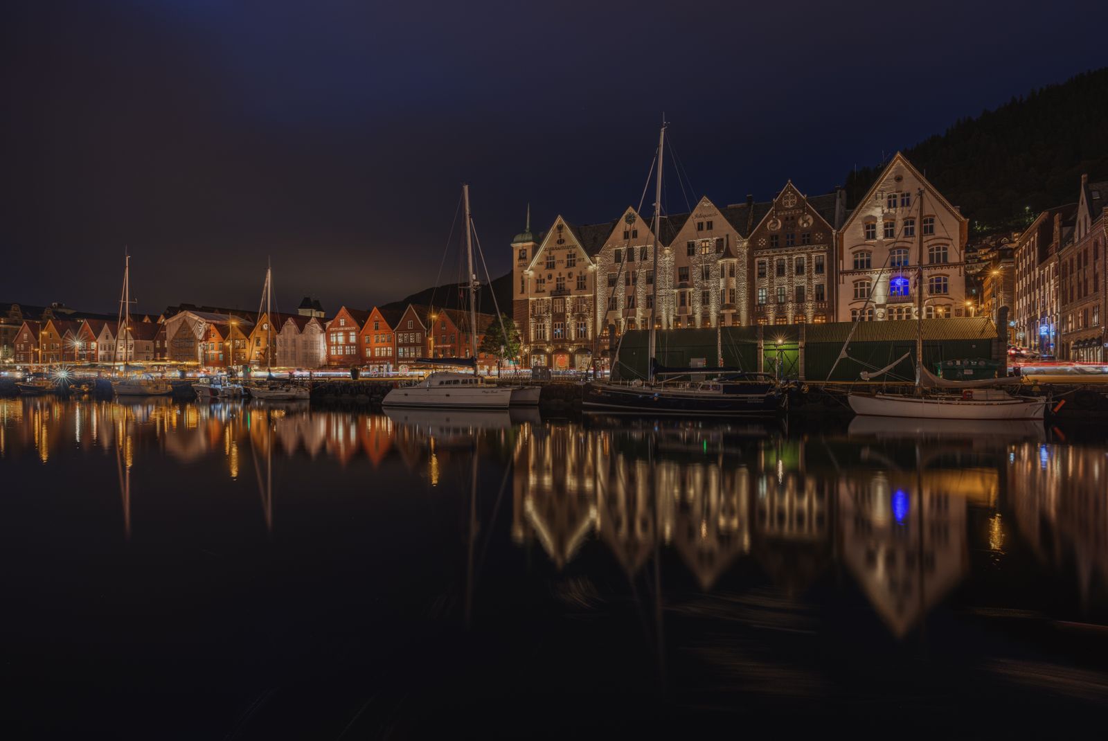 The leaning wooden warehouses of Bryggen on Bergen's harbour